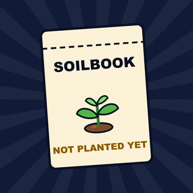 A seed packet labelled Soilbook